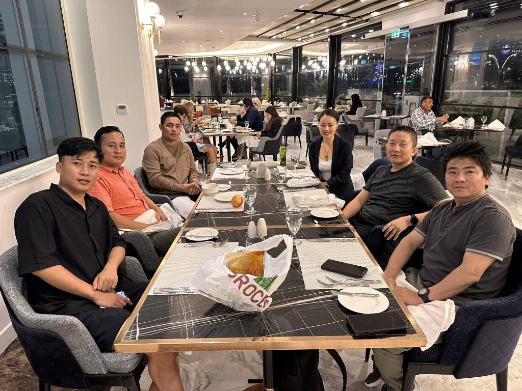 Group of officials attending dinner after meeting with the President of the Horticulture Association of Bhutan
