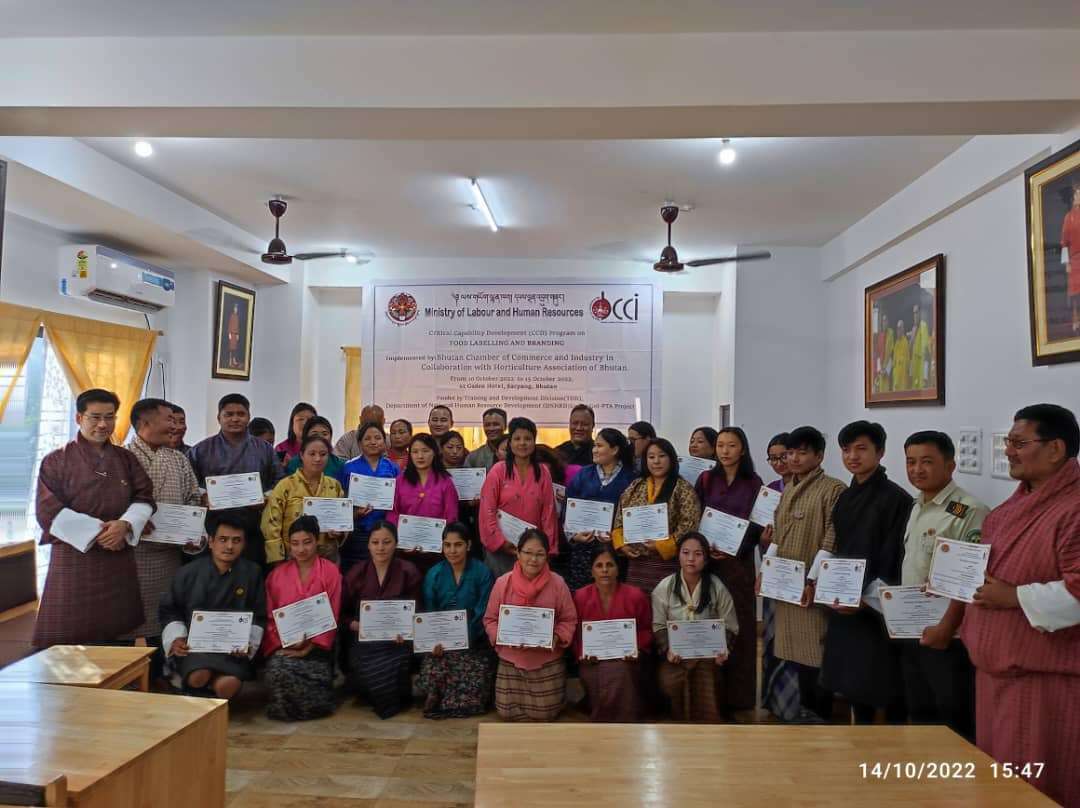 Food Labelling and Branding training program held at Gelephu, Sarpang by Bhutan Chamber of Commerce & Industry and Horticulture Association of Bhutan