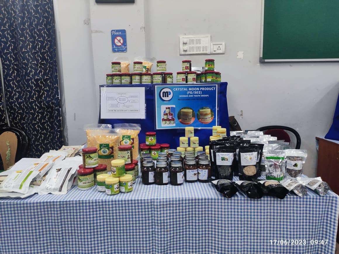 Sherchok woman group from Gelephu presenting locally produced spices at Bhutan Thematic Expo 2023