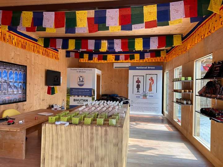 Horticulture Association of Bhutan team showcasing Bhutanese handicrafts and packaged goods at International Horticulture Expo, Doha